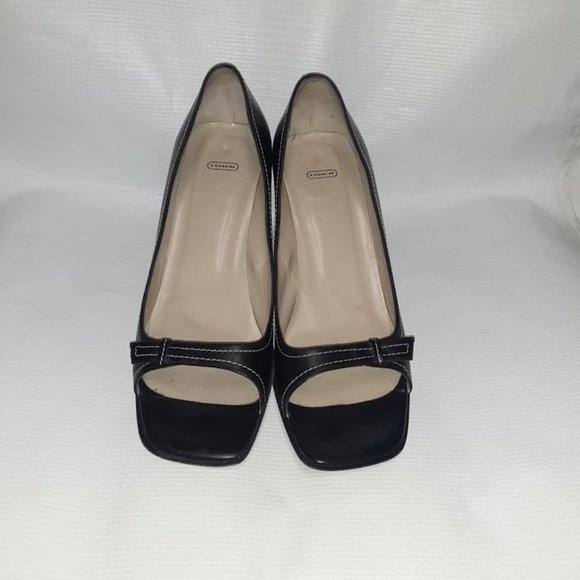 Coach Open Toe Heel Black 9 B - Picture 2 of 5